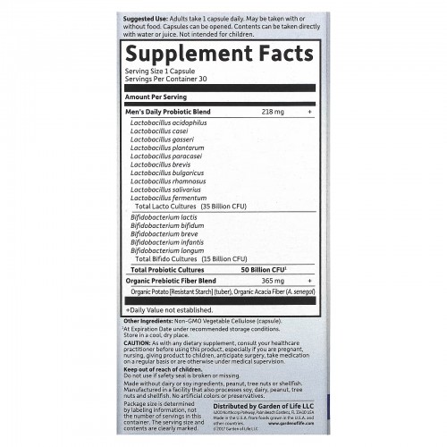Garden of Life, Dr. Formulated Probiotics, пробиотики, одна таблетка в день для мужчин, 50 миллиардов бактерий,30 растительных капсул Garden of Life, Dr. Formulated Probiotics, пробиотики, одна таблетка в день для мужчин, 50 миллиардов бактерий,30 растительных капсул